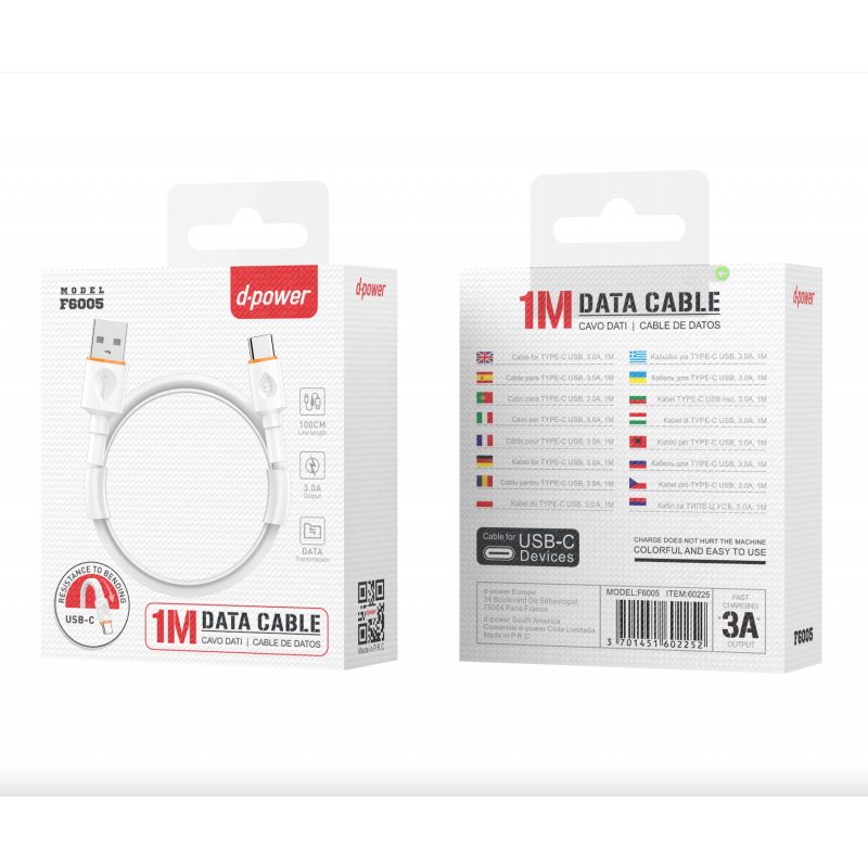 Cable Type-c 1M Blanc